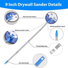 Pole Sander for Drywall,Manual Hand Radial Wall Sander with Extension Pole