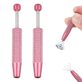 2 Pcs Piercing Ball Grabber Tool, Mini Grabber Pen Stainless Steel 4 Prongs Claw Tweezers Piercing Ball Holder Jeweler Pick up Tool Small Parts Pickup Grabber for Jewelry Craft(Pink)
