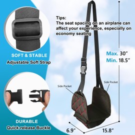 Airplane Footrest Travel Strap for Luggage Cup Holder, 3-in-1 Foot Hammock to Relax Your Feet and Free Hands, Easy Conversion and Travel Essentials, Black