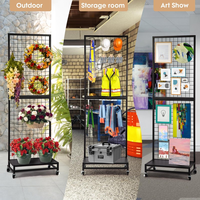 NectaCol Grid Wall Panels, 2'x 6' Gridwall Panel Display Stand