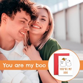 Cute Christmas Cards for Girlfriend Boyfriend, Valentines Day Cards, Valentine Day Gifts for Her Him, Anniversary Cards for Wife Husband, You Are My Boo Card with Envelopes, Birthday Cards for Women