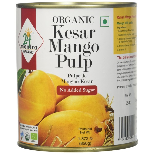 24 Mantara 24 Mantra Organic Kesar Mango pulp - 850 ml,, 850g ()