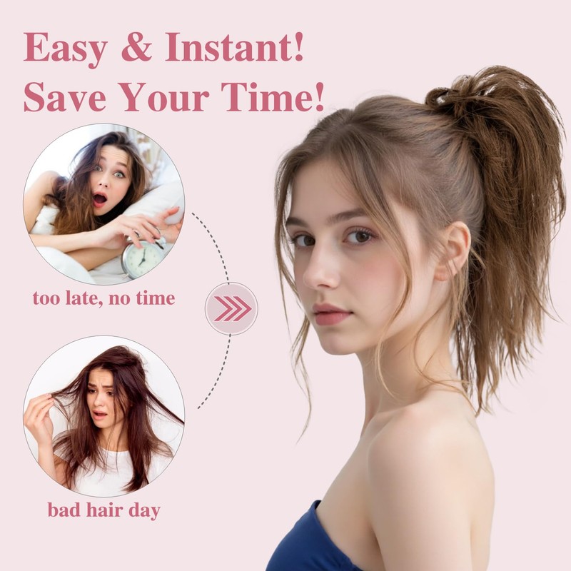 TESSHAIR Thick Human Hair Messy Bun, 100% Real Hair Bun