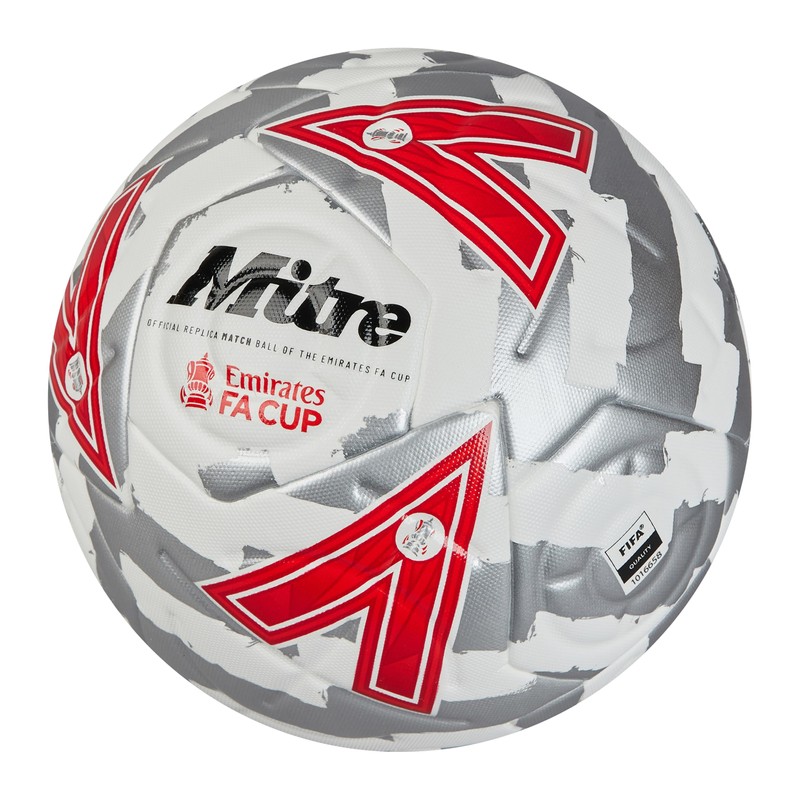 Mitre Match FA Cup Football, White/Silver/Red, 4