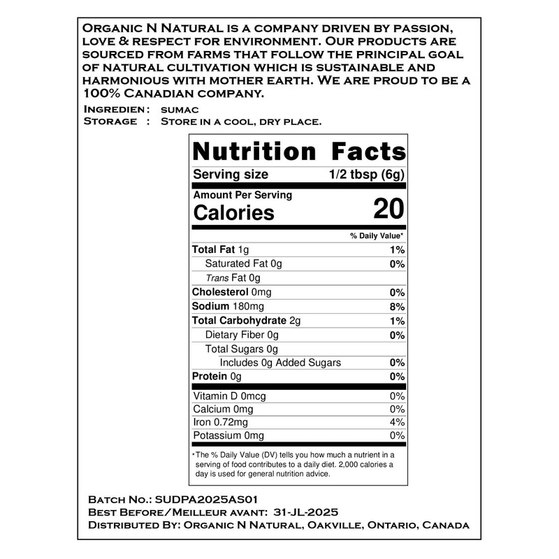 Organic N Natural | Lebanese Sumac |100% Natural | 200