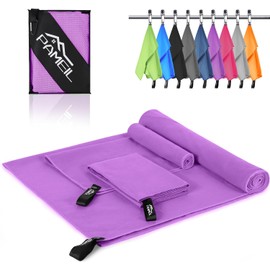 Pameil Juego de 3 Toallas de Microfibra (160 x 80 cm  2 Toallas pequeñas de 80 x 40 cm), de Secado rápido, para Sauna de Fitness