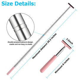 KHGUZ Car Rearview Mirror Wiper, Telescopic Vehicle Side Mirror Glass Squeegee with Long Rod, Retractable Portable Automotive Window Cleaning Tool Accessories, Universal for Most Cars (Pink)
