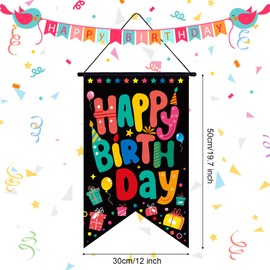 Happy Birthday Schild, Happy Birthday Türbanner Bunt Geburtstagstür Verandaschild Hängender Hintergrund für Drinnen und Draußen Wanddekoration Mädchen Jungen Frauen Männer Partyzubehör