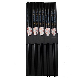 AAF Nommel®, Asia Chopsticks Gift Set 5 Pairs Wooden Black Dragon Design No. 045