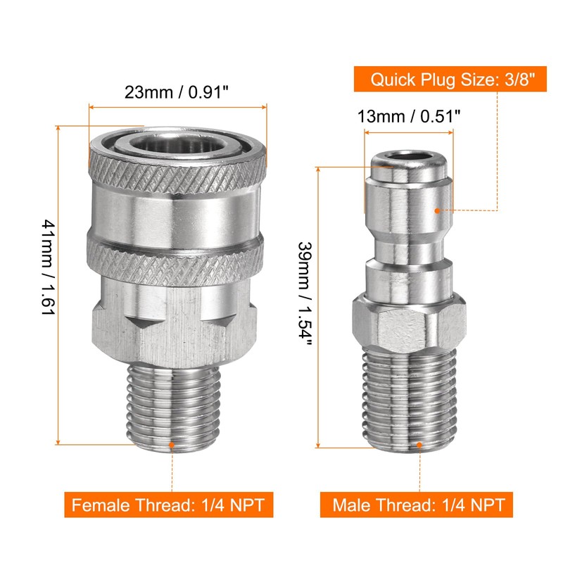 sourcing map 2pcs Pressure Washer Sewers Nozzle 1/4" Quick Connect