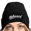 MoonWorks® Women's Beanie Patch Skiing Knitted Hat with Saying Team
