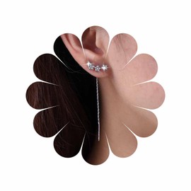 Inateannal Vintage Star Threader Drop Earring Crystal Star Ear Climber Earrings Gold Bar Threader Chain Earrings Rhinestone Star Tassel Earrings Jewellery for Women and Girls, Zinc, No Gemstone