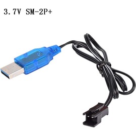 3.7V Battery Charger, 2 Pack 3.7V 500mAh Li-ion Rechargeable Battery SM 2P Plug with USB Charger Cable for Double Sided RC Stunt Car Small RC Boat Tumbling Amphibious RC Car RC Truck and C63 Battery