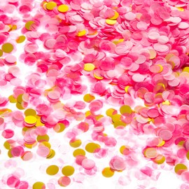 Tissue Confetti Circle Dots for Table Wedding Birthday Party Decoration, 1cm in Diameter (gold,pink,hot pink,60 grams)