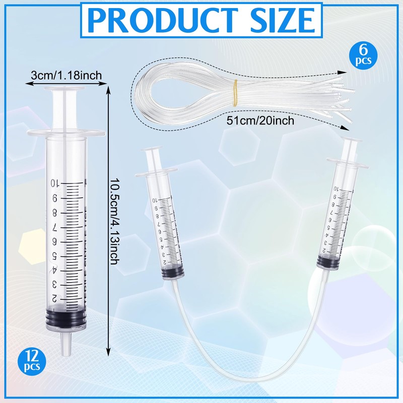 Threlaco 12 Pcs Hydraulic and Pneumatic Kit 10ml Plastic Syringe