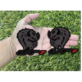 Badge Addictz LT1 Bison Buffalo Custom Emblem Badges Red Eye &1 Matte/Black Racing Performance