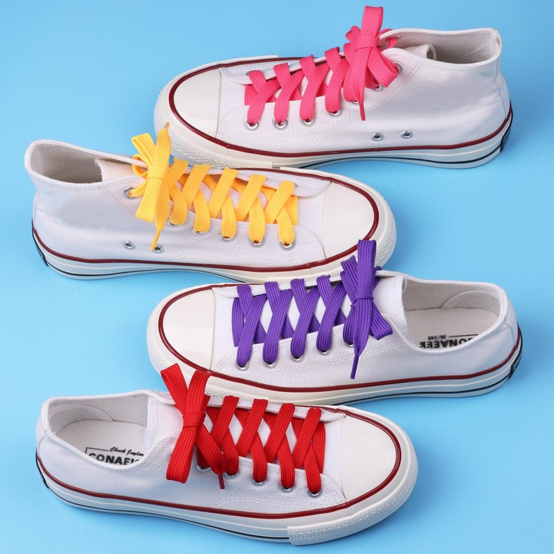 Olukssck 1 Pair Flat Shoe Laces for Sneakers, 2/5" Wide