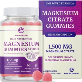 Magnesium Citrate Gummies | Extra Strength for Calm, Relaxation & Digestion | High Absorption Magnesium Gummies for Adults | Vegan, Non-GMO | Raspberry Flavor Mag Gummy | 60 Ct, 1 Month Supply