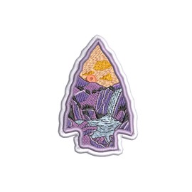 Arrowhead Waterfalls Mountains Sun Embroidered Premium Detail Patch Iron-on/Sew-on - Nature Lover Outdoor Life - Decorative Badge Emblem - Souvenir Gift Clothes Vest Jacket Jeans Hat Backpack Applique