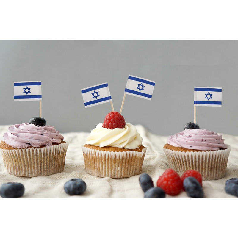 JBCD Israel Toothpick Flag Israeli Mini Small Cupcake Topper Flags,