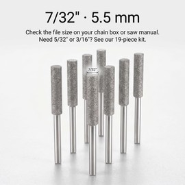 Sharp Pebble 7/32" Chainsaw & Hedge Trimmer Sharpener Bits, 8-Piece