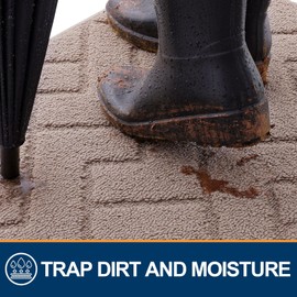 OLANLY Indoor Door Mat, 32x20, Dirt Resistant and Absorbent, Sturdy Non-Slip Rubber Backing, Easy to Clean, Washable Entry Mat, Ideal Low-Profile Floor Mat for Front Back Door and Entryway, Brown