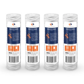 Aquaboon Whole House 1 Micron String Wound Water Filter 10 x 2.5 Cartridge for Well Water Filter Replacement Compatible with WHKF-WHSW, AP110, 4-Pack
