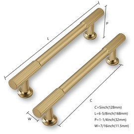 CABDM 10 Pack 5inch(128mm) Center to Center Champagne Bronze Cabinet pulls Solid Heavy-Duty Kitchen Cabinet Handles Drawer Pulls Cupboard Hardware for Cabinets
