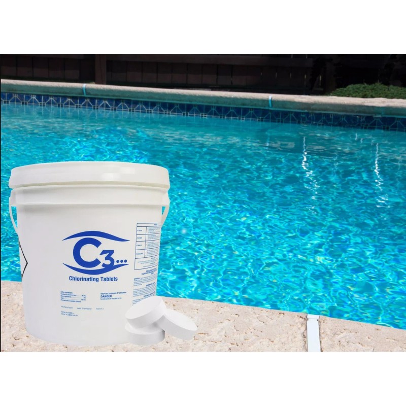 C3... 3" Stabilized Trichloro Chlorine Tablets for Swimming Pools (Choose