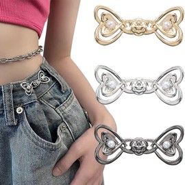 3 Set Pants Waist Tightener,No Sewing Adjustable Button for Jeans Waistband Tightener, Love Heart Pearl Button Pins for Jeans Waist Adjuster,Decorative Jean Buttons for Loose Jeans Waist Tightener