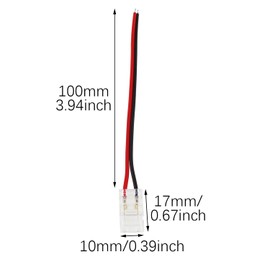 RLECS 10PCS 2 Pin 8mm Light Strip Connectors COB Single Head with Cable Wire Length 100mm Pigtail Connector Light Strip Clip COB Strip Power Intermediate Connector