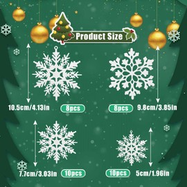 White Christmas Hanging Decorations,36PCS Glitter Snowflake Christmas Decorations,Snowflake Hanging Ornaments Pendants for Christmas Tree Holiday and Party(White 36pcs)