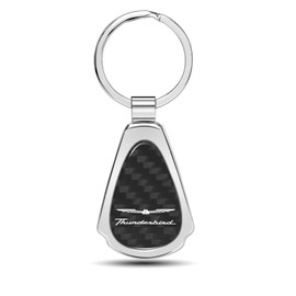 iPick Image for - Ford Thunderbird Real Black Carbon Fiber Chrome Metal Teardrop Key Chain
