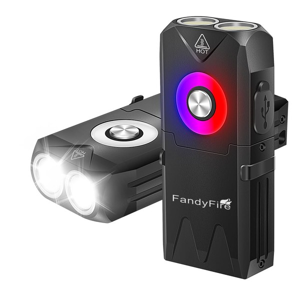 FandyFire 650 High Lumen Clip-on Light EDC Keychain Flashlight,Rechargeable Mini