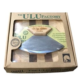 Alaskan Birch Wood Ulu Mezzaluna Knife and Bowl Set Small 6.5" Bowl Herb and Small Job - Walking Bear