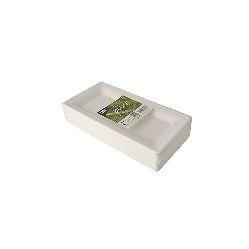 PAPSTAR Pure Rectangular Sugarcane Plate, 130 x 260 mm Sugarcane