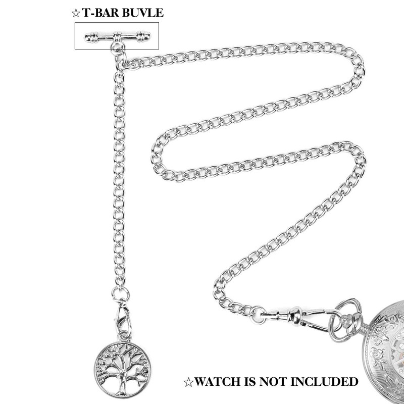 SIBOSUN Pocket Watch With Albert T-Bar Chain & Lobster Clasps