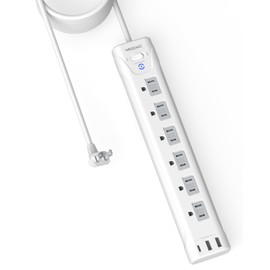 2 Prong Power Strip, WRXDMC 2 Prong to 3 Prong Outlet Adapter, 1680J Surge Protector,1625W, 10ft Extension Cord with Flat Plug Polarized Plug, 6 AC Outlets & 3 USB, Wall Mountable, Ideal for Old House