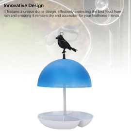 Jectse Bird Feeder Rain Proof Dome Top for Garden, ABS Mushroom Shape Bird Feeder Tray 16.5cm with Pole for Outdoor Park