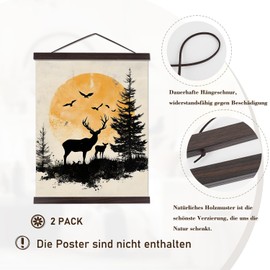 Sanauto Poster Strip, Poster Bar, Magnetic Wooden Poster Hanger, Frame Strip, Picture Frame, 25 x 50 (25 cm, Walnut, 2 Packs)