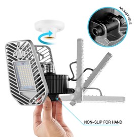 LZHOME 2-Pack Deformable LED Garage Ceiling Lights, 9000 Lumens, 82W CRI 80, Adjustable Shop Lighting (No Motion Activated)