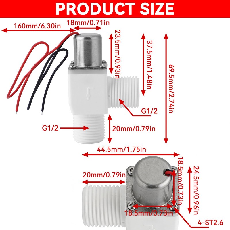 Plastic Electric Pulse Solenoid Valve, 4.5‑6VDC 1/2 Inch Water Control