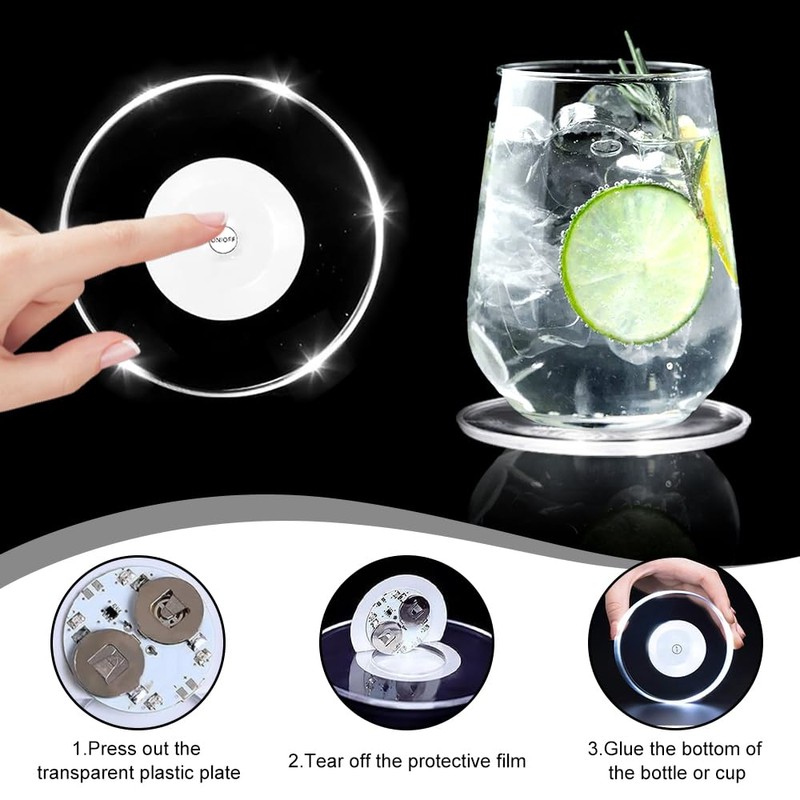yotutun Set of 6 Cool White LED Coasters Luminous LED