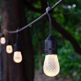 25 Feet 8 Sockets Patio String Lights, 2W S14 LED Warm White Bulbs E26 Medium Base, Commercial Grade Heavy Duty Pergola Lights, Weatherproof Backyard Light Bistro Lights (25 Ft - 8 Lights)