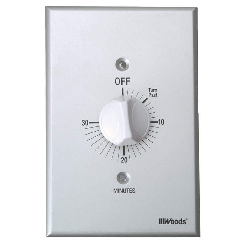 Woods 59716 In-Wall 30 Minute Spring Wound Timer; Grey/Gray