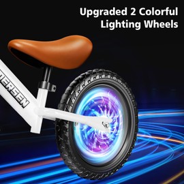 Colorful Lighting Toddler Balance Bike 2 3 Year Old,Balance Bike for Age 24 Months to 5 Years Old 12Inch Lightweight Steady Balancing Bike with Adjustable Handlebar&Seat,Birthday Gift for 2 3 4 5 Kids