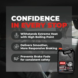 Amalie DOT 3 Brake Fluid (160-65031-36), Heavy Duty Drum & Disc Brake Fluid for Cars, Trucks & Motorcycles with Corrosion Protection & Long-Term Stability, Made in USA, 1 Gallon - Pack of 4