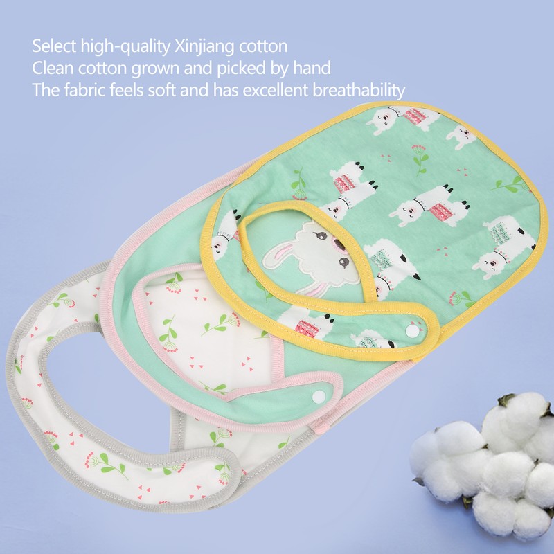 3Pcs Insular Baby Cotton Bibs Cotton Cartoon Print Pattern Eating