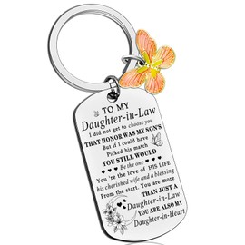 Crizaor Daughter in Law Gift from Mother in Law, Women Birthday Gifts, Mothers Day Gifts for Daughter in Law, Daughter-in-Law Gifts from Mom-in-law, Sentimental Wedding Day Adults Keychain