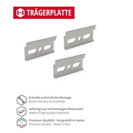 Gedotec Support Plate Galvanised Steel | Pack of 10 - Wall Brackets | Length 60 mm | Cabinet Rail with Hanging Lock for Wall Cupboard | Hanging Rail Upper Cabinet | Mounting Rail